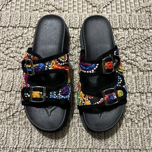 Women's Adjustable Double Buckle Platform Slides Shoe Sz 38 Colorful US 7 - Picture 1 of 10