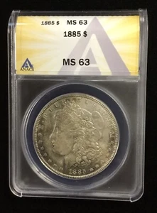 1885 Morgan Dollar, ANACS MS63 - Picture 1 of 4