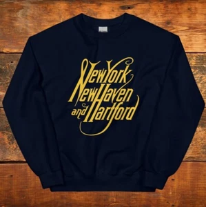 FELPA CREWNECK NEW HAVEN RAILROAD 1872 SCRIPT UNISEX NEW YORK HARTFORD NUOVA - Foto 1 di 6