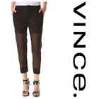 $285 Vince Silk Black Sheer Partially Lined Slim Crop Dress Pants Sz 4 Chic