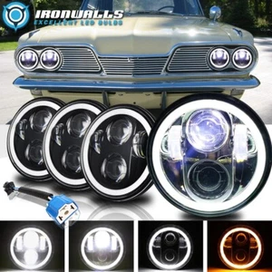 4X 5.75" LED Headlights Hi-Lo DRL Turn Signal for 1958-1979 Lincoln Continental - Picture 1 of 12