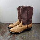 Larry Mahan Full Quill Ostrich Leather Cowboy Western Boots Size 7D