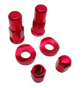 USA SHIP RED RIM LOCK NUT VALVE STEM CAP KIT YAMAHA KAWASAKI SUZUKI HONDA KTM - Picture 1 of 1