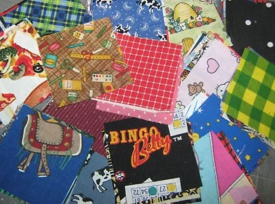 3" QUILT PATCH SQUARES- LOT of 100  - ALL DIFFERENT  COTTON FABRIC - Image 1 of 2