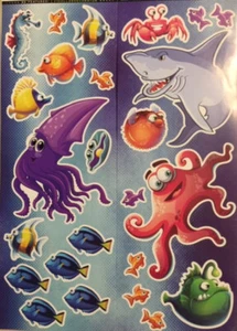 Pegatinas de pared BAJO EL MAR 25 calcomanías decoración infantil pez océano tiburón caballito de mar cangrejo - Imagen 1 de 1
