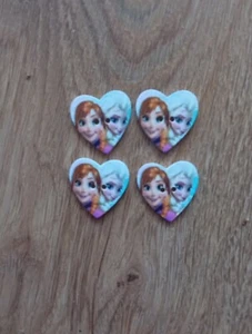 Set Of 4 Disney Frozen Anna & Elsa Kids Craft Wooden Buttons Uk Seller - Picture 1 of 1