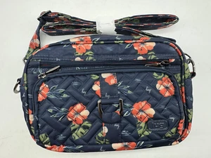 LUG Carousel Crossbody/Gürteltasche wandelbar Aloha Hibiskus marineblau neu ohne Etikett Reise RFID - Bild 1 von 6