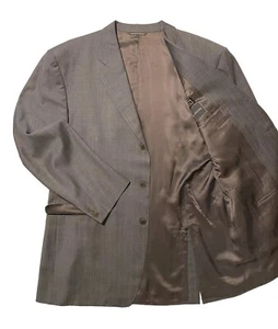 Vintage Canali Super 120's Gray Striped Men Sport Coat Jacket Sz 48L Made Italy - Picture 1 of 23
