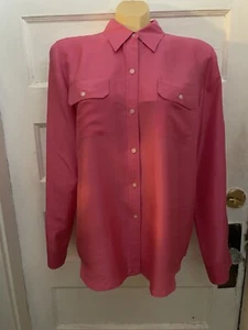 Lauren Ralph Lauren Damen rosa 100 % Seide Bluse Knopfleiste Größe 10 gebraucht, in einwandfreiem Zustand - Bild 1 von 6