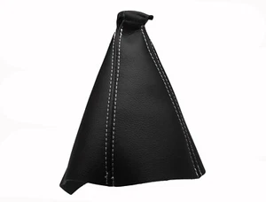 HYUNDAI GETZ TB (2002-2010) Soufflet Levier De Vitesse 100% Cuir - Couture Blanc - Picture 1 of 1