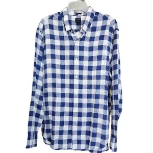 Camicia uomo J.Crew Factory 100% lino XL a quadri bufalo nuova con etichetta - Foto 1 di 6