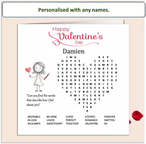 Biglietto San Valentino personalizzato 'Mollie e Doodle' ricerca parole ricerca parole - lei - Foto 1 di 5
