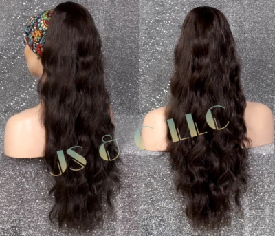 Sedosa Lujosa Cola de Caballo Extra Larga en Marrón Oscuro Ondulado Cordón Garra Clip Foto 1 de 4