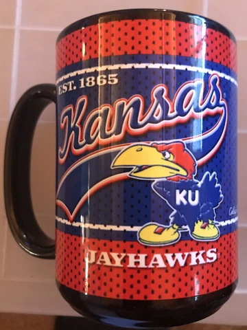UNIVERSITY OF KANSAS JAYHAWKS MUG CUP BRAND NEW CERAMIC/PORCELAIN BIG 12 Cover