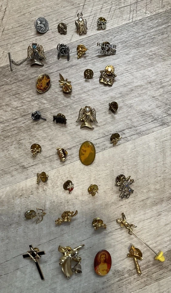 Ангел-хранитель крест булавка брошь религиозные христианские ювелирные изделия лот из 30 - Изображение 1 из 4