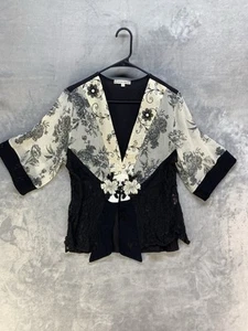 Spencer Alexis Size L Kimono Jacket 3/4 Sleeve Mixed Fabrics Art to Wear - Picture 1 of 6