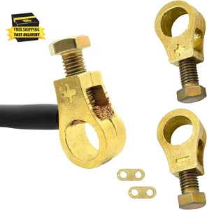 2 PCS Car Battery Terminal Connector Clamps, Pure Copper Auto Battery Cable Ends - Picture 1 of 6