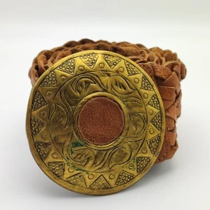Vintage brauner Leder Western Gürtel mit Schnalle getragen - Bild 1 von 4