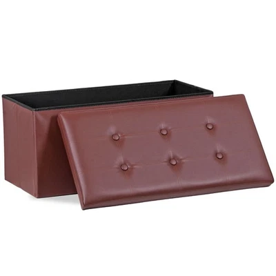 Otomana de almacenamiento plegable de 30 pulgadas con reposapiés de almacenamiento grande banco de dormitorio marrón Foto 1 de 4