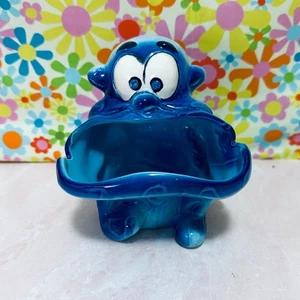 Vintage Kreiss & Co. Psycho Ceramics Blue Big Mouth Figure Ashtray, Collectible - Picture 1 of 7