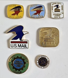 Lote de 7 prendedores de solapa vintage del servicio postal de Estados Unidos USPS años de servicio - Imagen 1 de 8