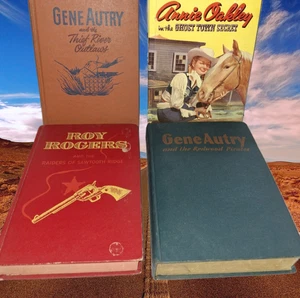 Vintage Western Books  Roy Rogers, Gene Autry, Annie Oakley Hardcover Lot Of 4 - Imagen 1 de 15