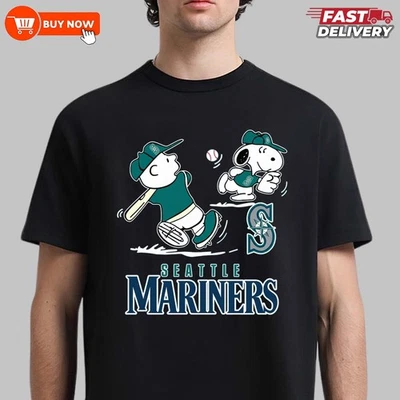 Seattle Mariners Snoopy Team MLB Baseball TShirt - Multicolors, Full Size - Image 1 of 4