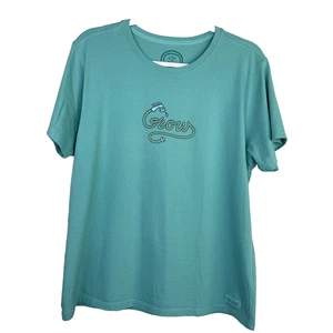 Camiseta para mujer Life Is Good Grow Gardening azul verde talla L informal cómoda - Imagen 1 de 7