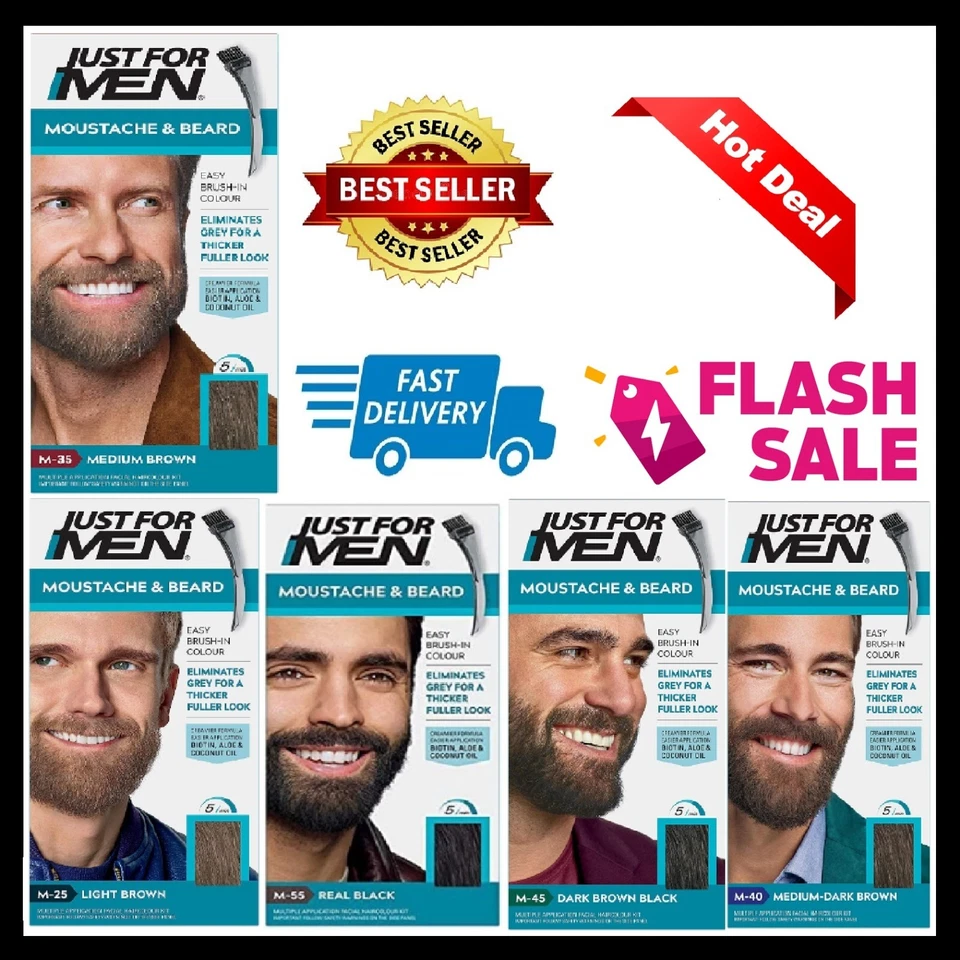 Just For Men Colour Dye Gel Moustache and Beard-GENUINE Fast Delivery UK