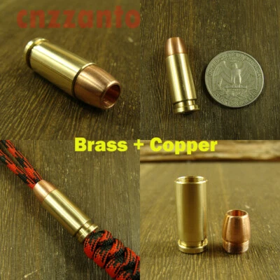 Latón + Cobre Bala Forma Paracord Cuentas Cuchillo Cordón Cuentas Cremallera Tirador Foto 1 de 4