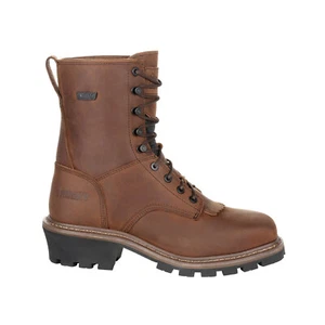 Rocky Square Toe Logger Waterproof Mens Brown Wide Work & Safety Boots - Picture 1 of 6