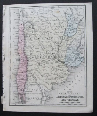 Antiguo Mapa Mitchell Confederación Argentina + Patagonia, Chile, Paraguay y Uruguay Foto 1 de 4