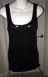 NWOT Old Navy Black Sequin Front Scoop Neck Knit Tank Top Sleeveless Medium - Picture 1 of 4