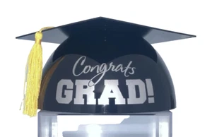 Large 3" x 6" Congrats Grad Graduation Black Cap Yellow Yarn Tassel Cake Topper - Picture 1 of 12