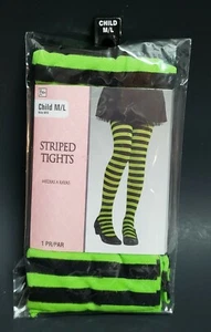 CostumesUSA gestreifte Strumpfhosen 1 Paar Kind M/L - Farbe schwarz und grün K05 - Bild 1 von 4
