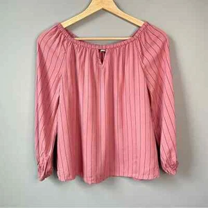 Abercrombie & Fitch Kids Girls Pink Blouse With Black Pinstripes Size 15/16 - Picture 1 of 12