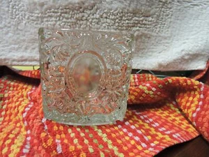 Avon vintage glass triangle tealight votive smooth oval front - Picture 1 of 4