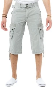 Men's Cargo Long Shorts 18" Inseam Belted Multi-Pocket Capri Shorts - Picture 1 of 9