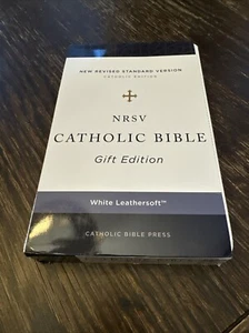 New Revised Standard Version NRSV White Leathersoft Gift Edition Catholic Bible - Picture 1 of 5