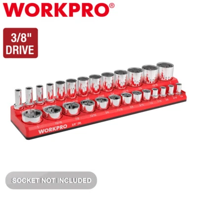 WORKPRO 3/8-Inch SAE Magnetic Socket Organizer Holds 26PCS Standard Deep Sockets - Image 1 of 4