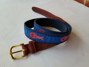 Ceinture ruban toile et cuir homard Preston New England taille 35 - Photo 1/3