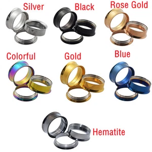 Pair Stainless Steel Ear Gauges Flesh Tunnel Plug Lobe Expander Piercing Jewelry - Picture 1 of 12