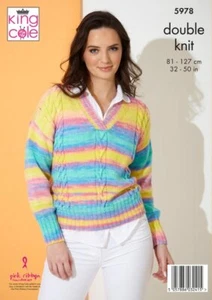 King Cole Pattern Sweater and Top: Knitted in King Cole Tropical Beaches DK 5978 - Picture 1 of 2