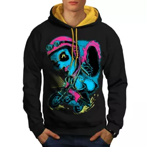 Wellcoda Evil Panda Ride Biker verrückt Herren Kontrast Hoodie - Bild 1 von 5