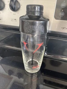 KAHLUA Logo Glass Cocktail Shaker/Drink Mixer 8” Tall Plastic Top Unused - Picture 1 of 4