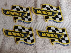 Vintage Monroe Shocks Flag - 4 Original 1960-70's Racing Stickers - Picture 1 of 2