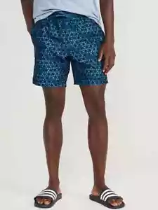 NWT Old Navy Multi Blue Printed Swim Trunks Board Shorts 7" Men S M L - Picture 1 of 3