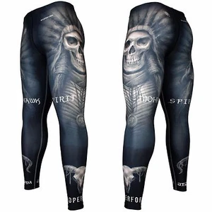 FY-102K MOHAWK SPIRIT -Black Compression Skin Tights Base layer Spats Rash guard - Picture 1 of 6