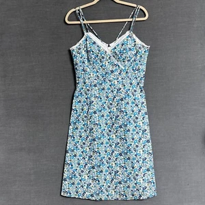 Vintage Casual Corner Dress 10 Blue Green Paisley Eyelet Babydoll Preppy 90s y2k - Picture 1 of 8