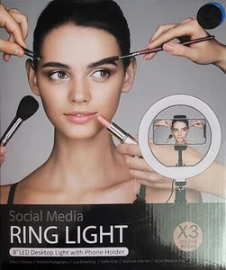8" LED Selfie Ring Light W/ Tripod Phone Holder Stand For Makeup Social Media - Picture 1 of 2
